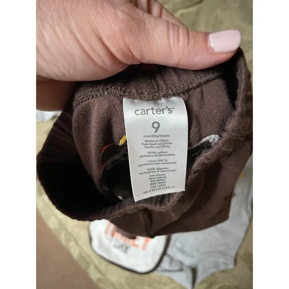 Carter’s 9 mo My‎ first turkey day Mommy’s little turkey one piece top pants bib